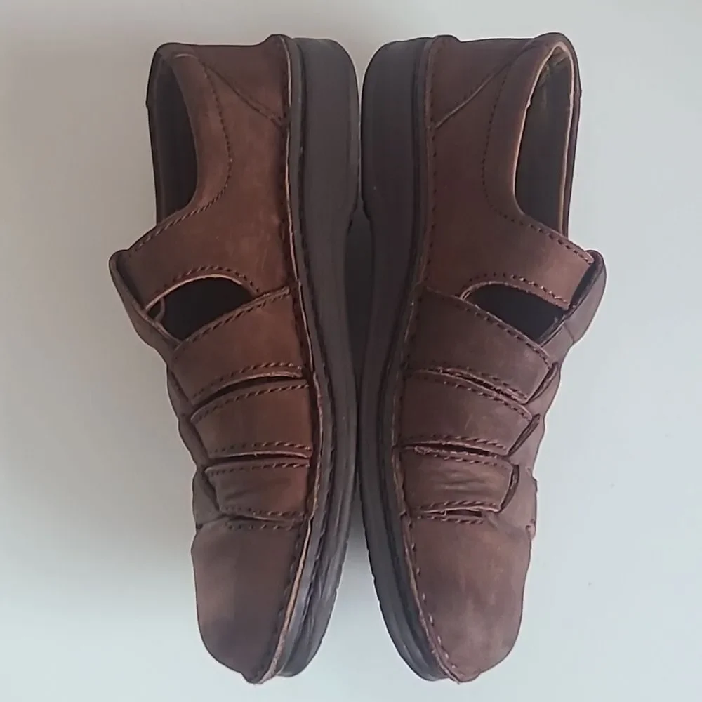 Footprints Birkenstock Madeira Brown Leather Fisherman Shoes Unisex Size EU 42